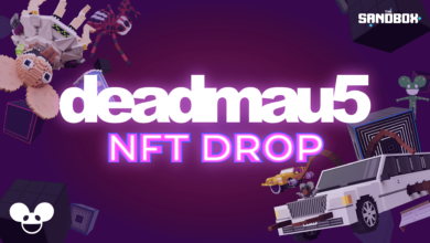 Image that read deadmau5 NFT DROP in bright lighting Tower of Light NFT