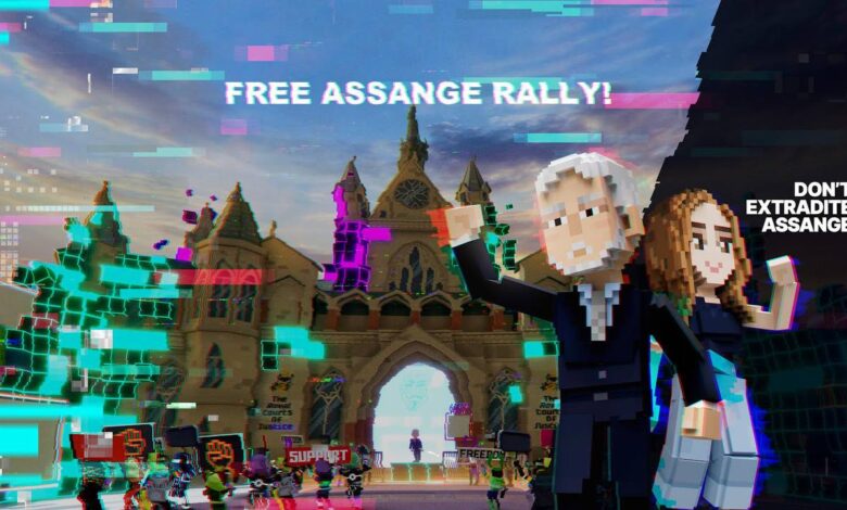 Julian Assange Metaverse Rally Poster