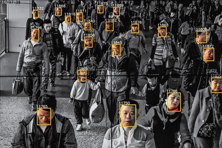 Picture of people walking in china with their social credit score displayed, a feature now entering the metaverse.