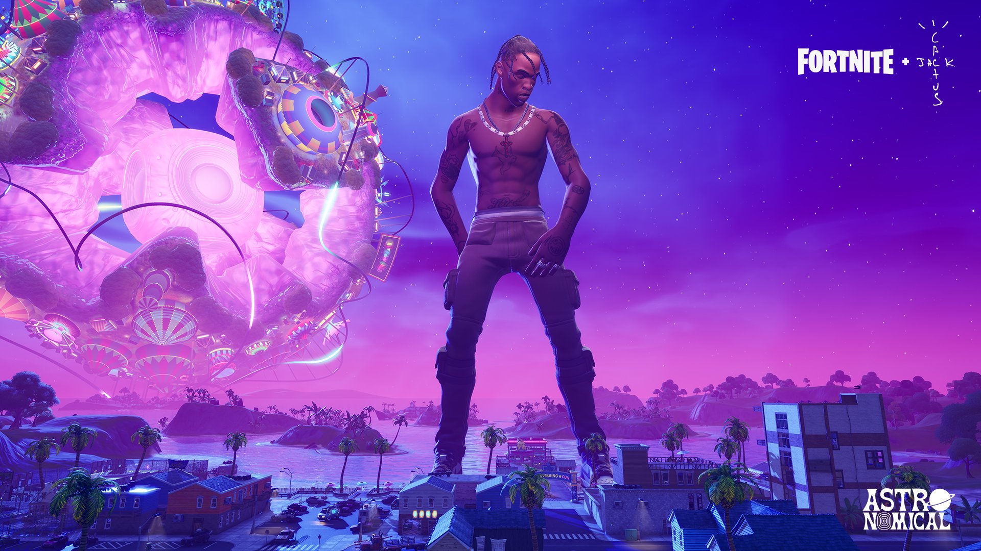 Travis Scott performing in Fortnite metaverse 