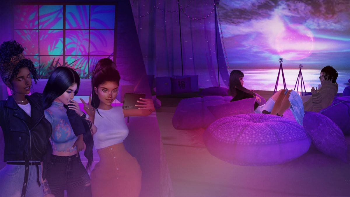 Virtual avatars interacting in IMVU metaverse 