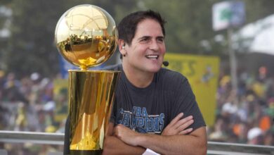 image of Mark Cuban with trophy digital land