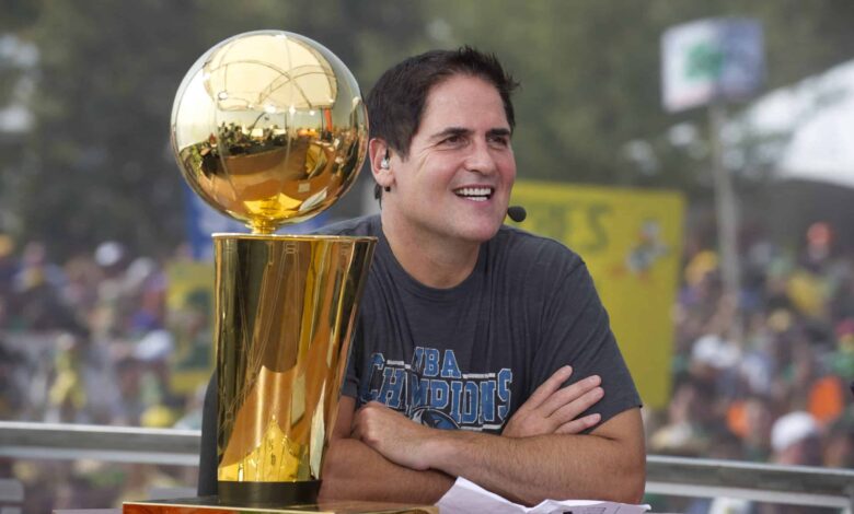 image of Mark Cuban with trophy digital land